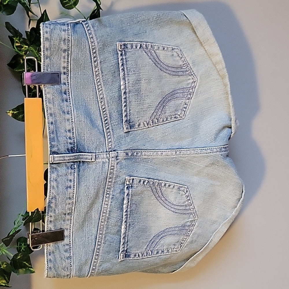 Hollister Button Fly High Waist Cuffed Denim Shorts